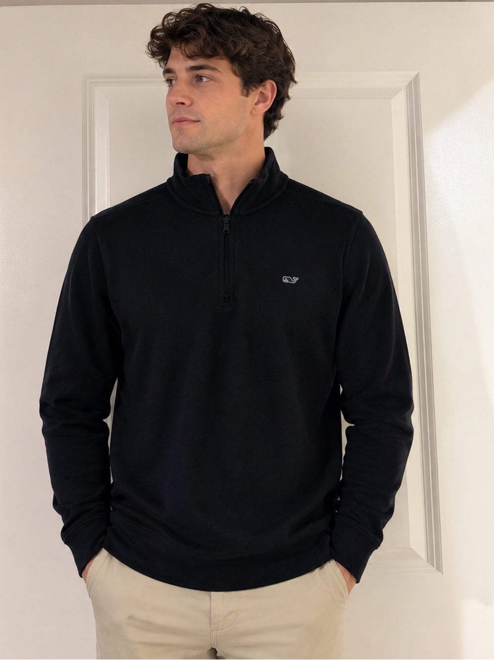 Vineyard vines black cotton quarter zip